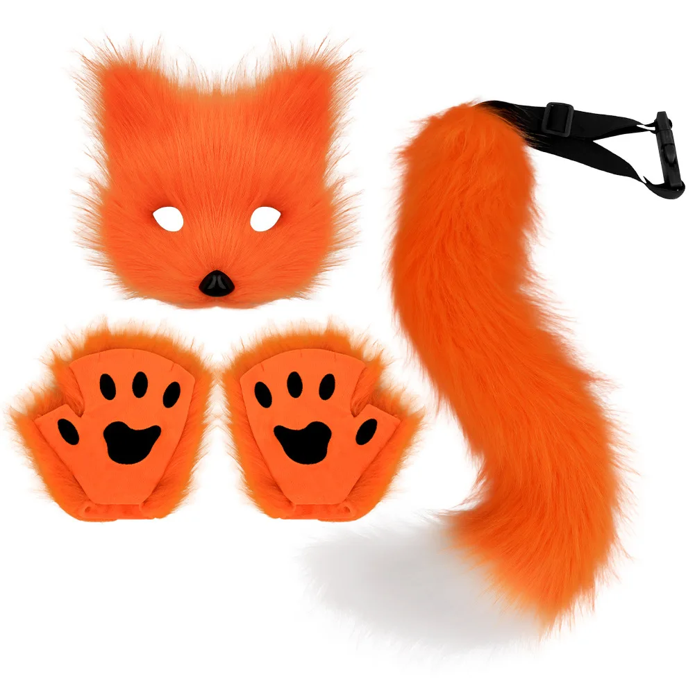 Halloween handmade artificial animal tail Fox tail Wolf tail accessories Cosplay animal claw props headband woman Lovely girl