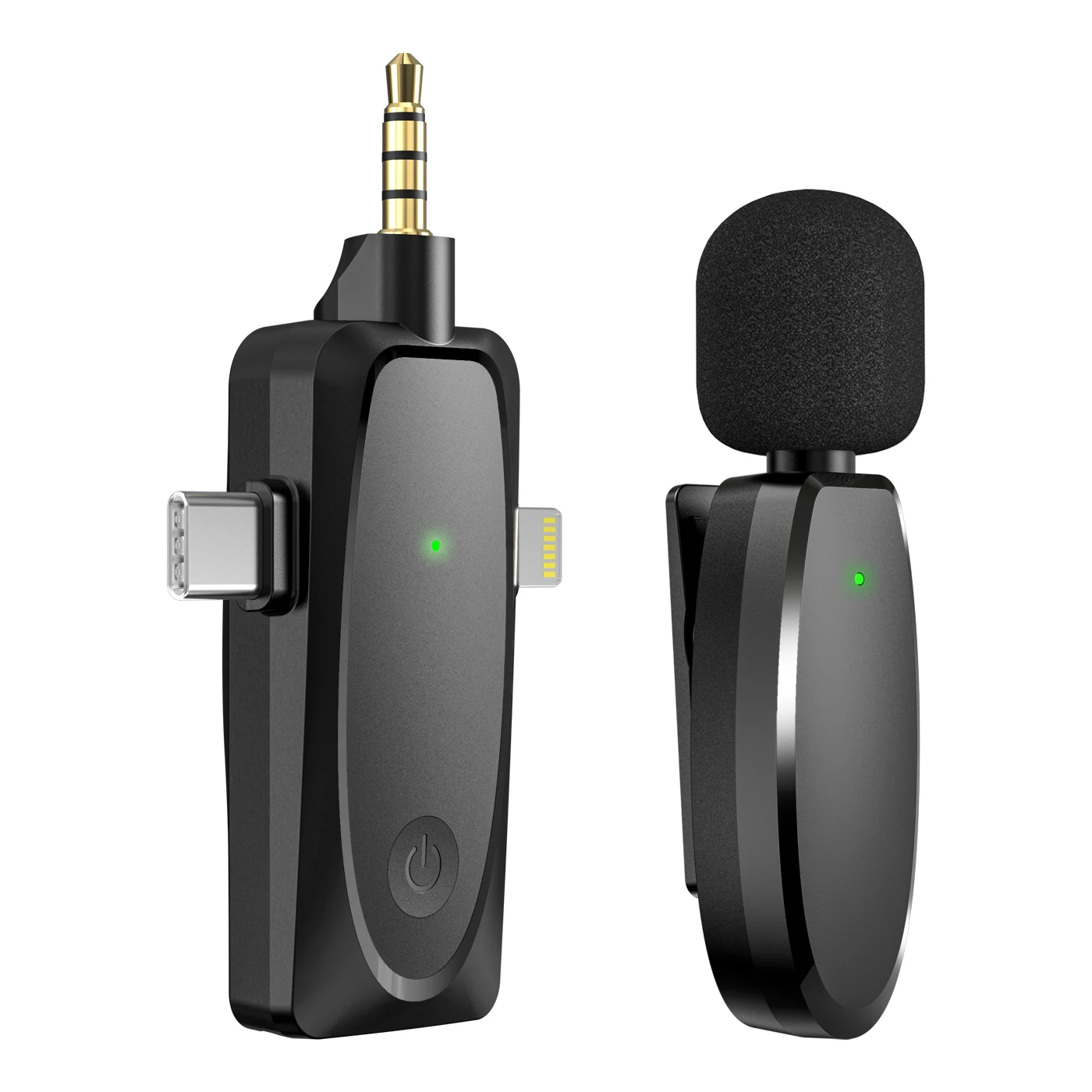 2022 hot selling 3 in 1 professional rechargeable wireless microphone with 3.5mm Type-c Light prot