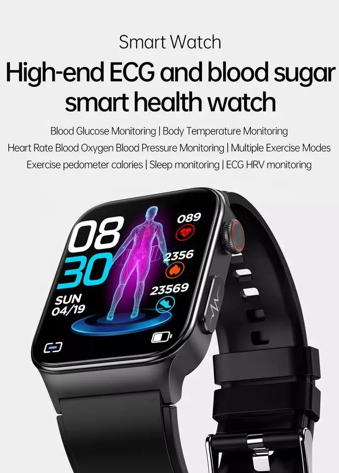 2022 latest Smart Watch True Heart Rate Blood Pressure Blood Oxygen Monitoring Blood Glucose Health ECG E500 Smart Watch