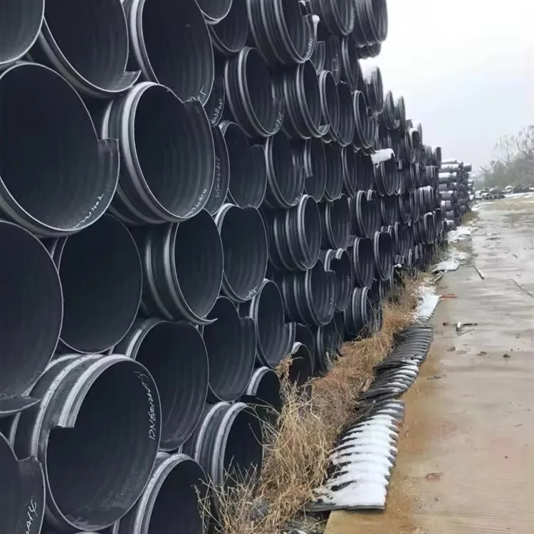 DN200 HDPE стальная лента армированная труба PE спиральная гофрированная дренажная для очистки сточных вод