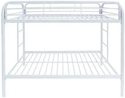 Twin Over Twin Bunk Bed with Metal Frame and Ladder Space Saving Design Bed