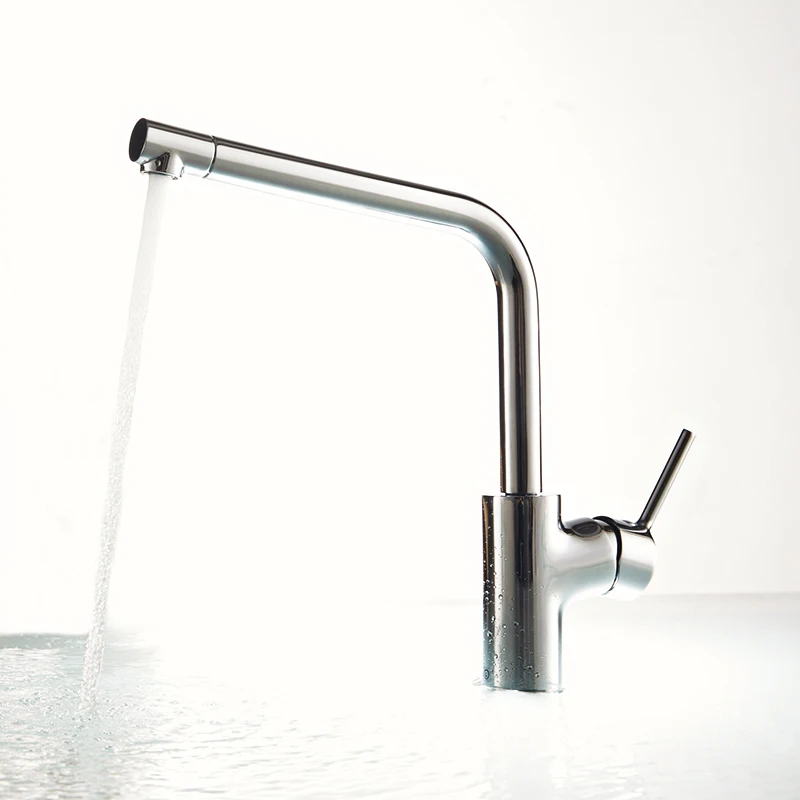 Bravat Commercial Chrome Deck Mounted Brass Single Handle Water Kitchen Sink Faucet Mixer