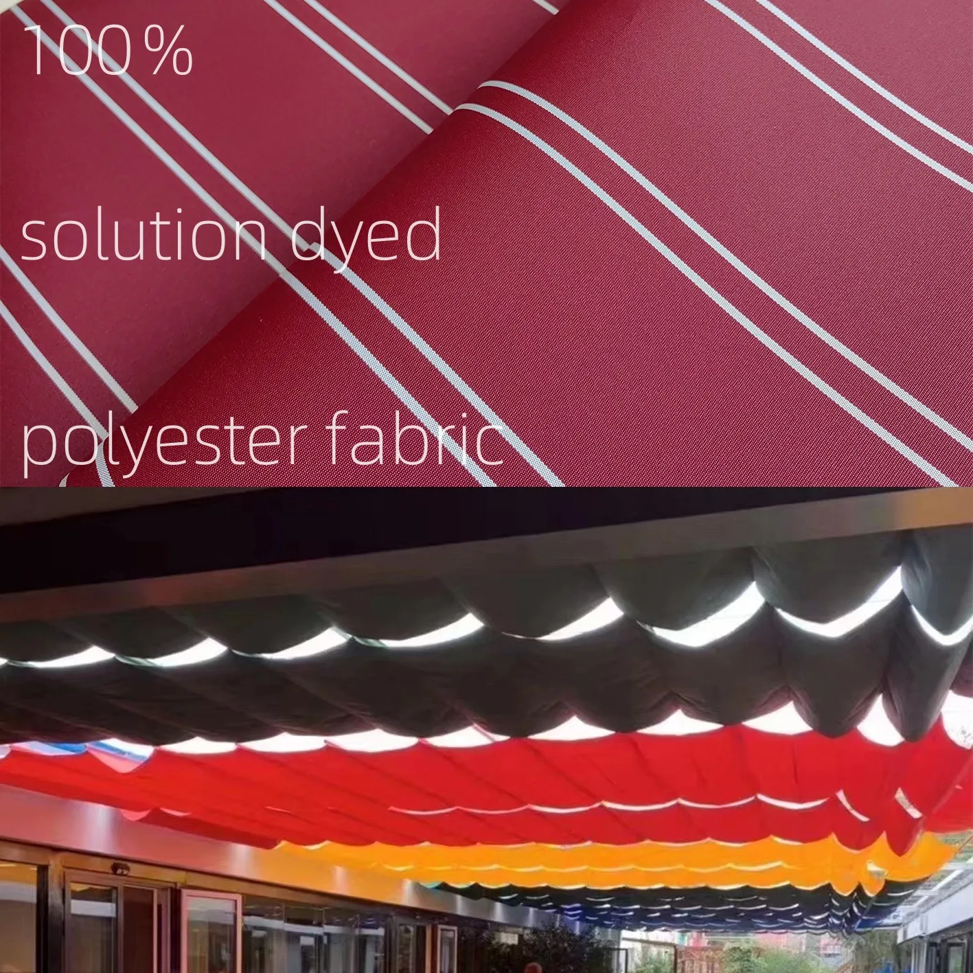 In stock stripe plain polyester fabric outdoor functional fabric for garden sandbeach awning