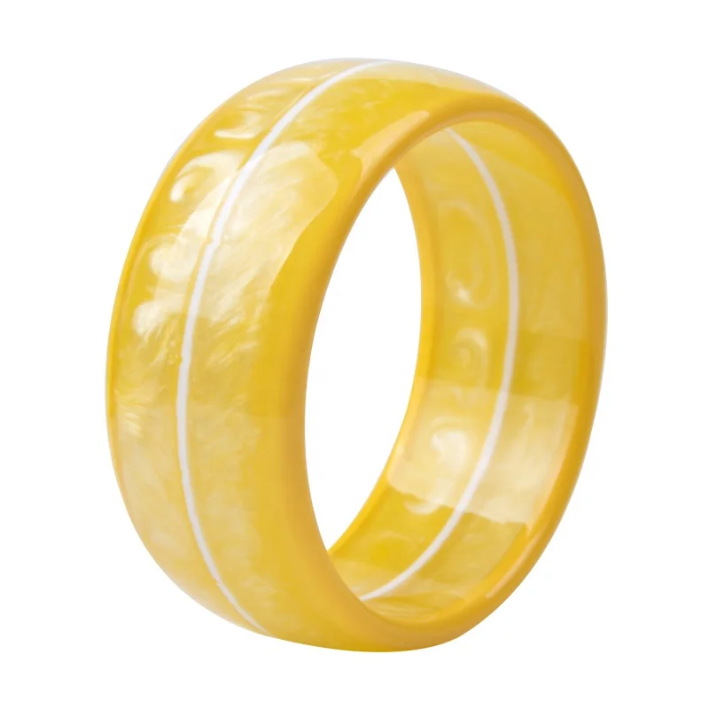 Factory Customized Best Selling Clear Jade ColourResin Bracelet Bangle White Stripe Polygon Resin Bracelet Bangle Jewelry