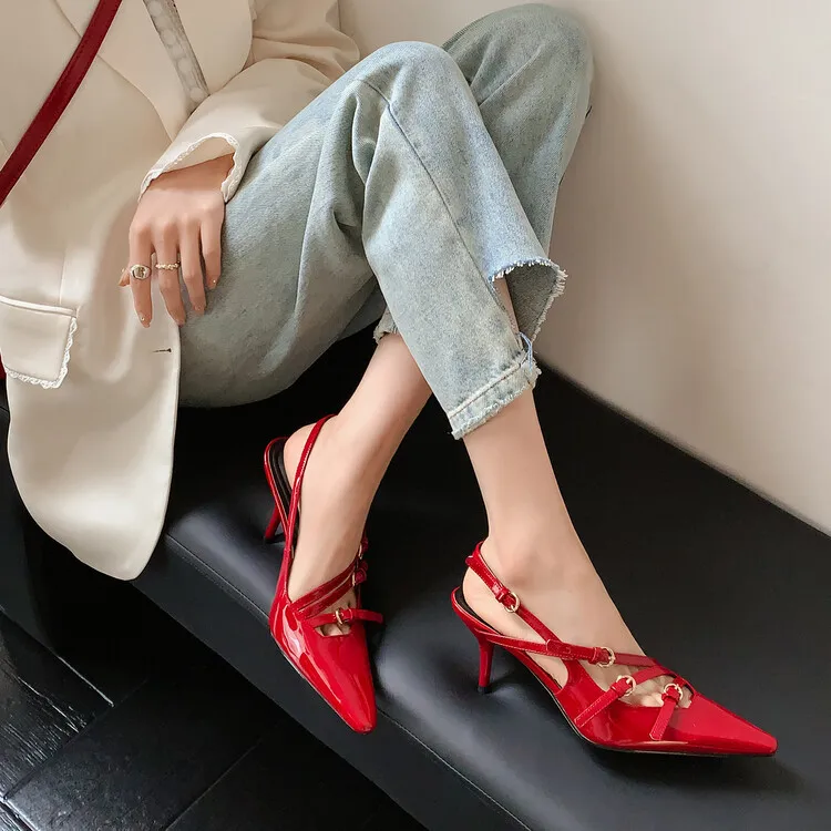 XINZI RAIN High Quality Ladies Heel Pump Shoes Logo Custom Elegant Red Patent Leather 7/9cm Women Stiletto High Heels