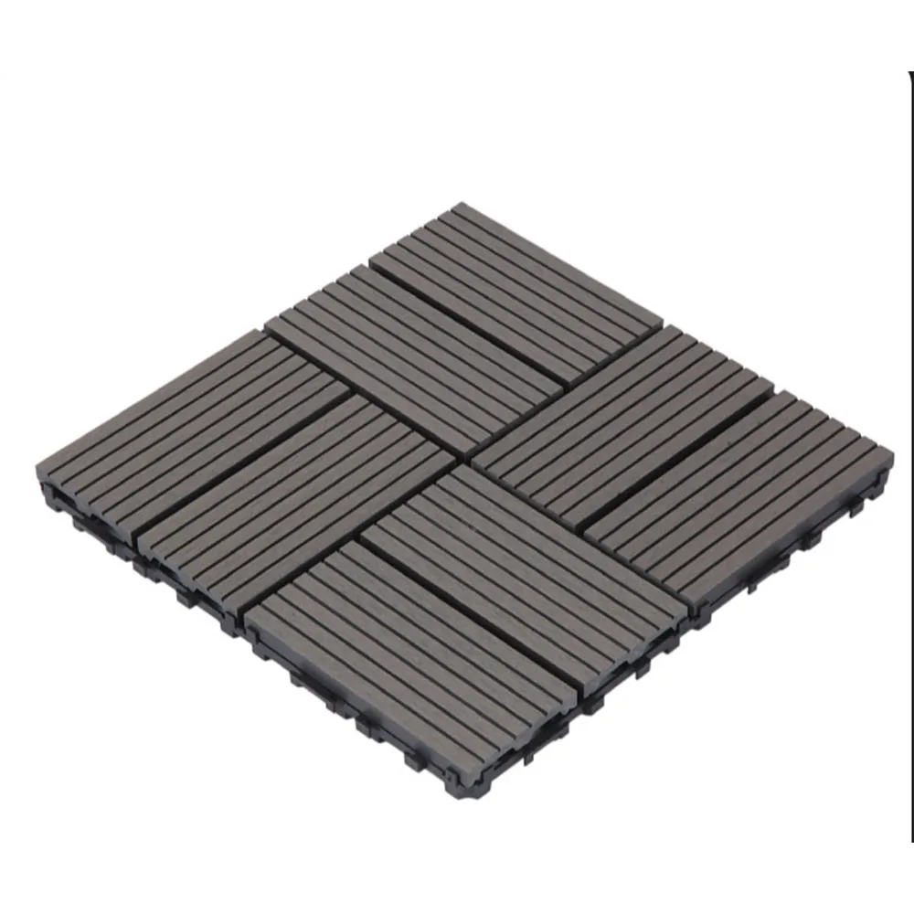 Outdoor PE Decking Board Durable Waterproof Exterior Terrace Interlock DIY Wpc Deck Tiles Flooring