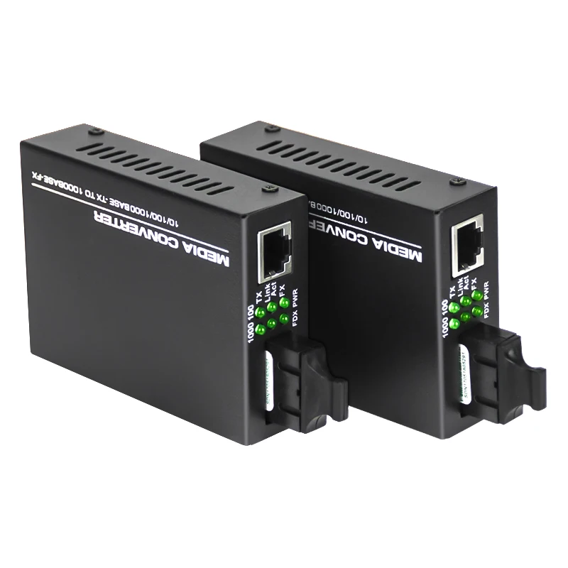 
1000M RJ45 SC Connector Gigabit Single Mode dual Fiber Wdm 20km Fast Ethernet Fiber Optic Media Converter 