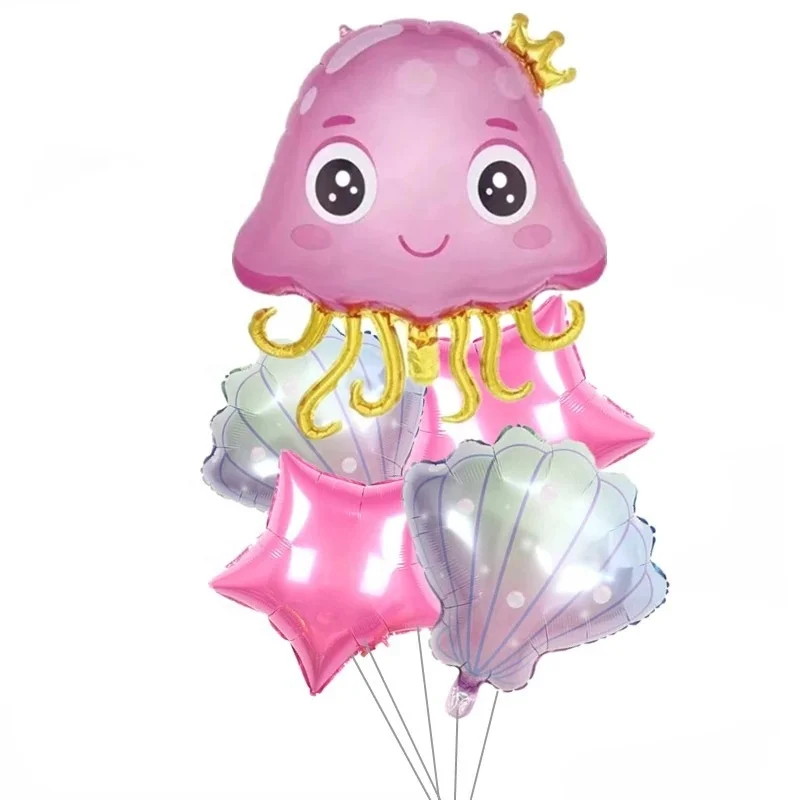 New Marine animal theme cartoon crab jellyfish aluminum balloon set birthday party atmosphere decoration