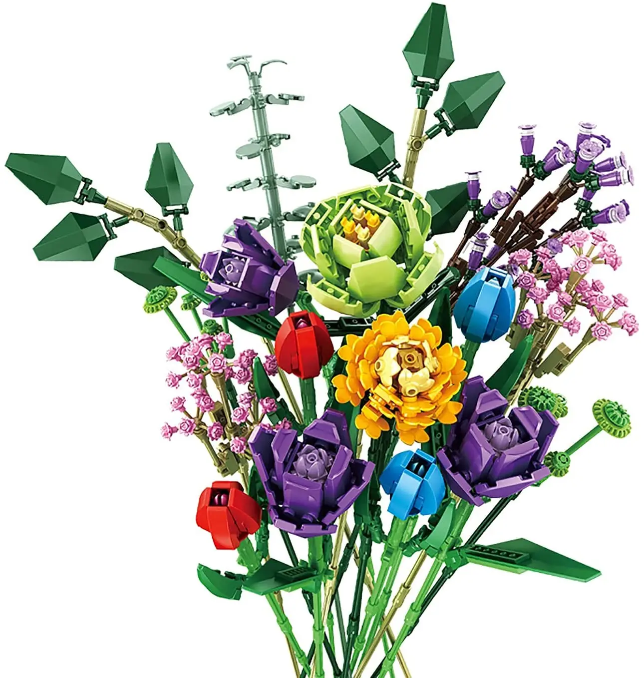 Building Kits Flowers Model Sets Creative Idea Artificial Flower Bouquet Botanical Collection Blocks Gifts for Children Adults
