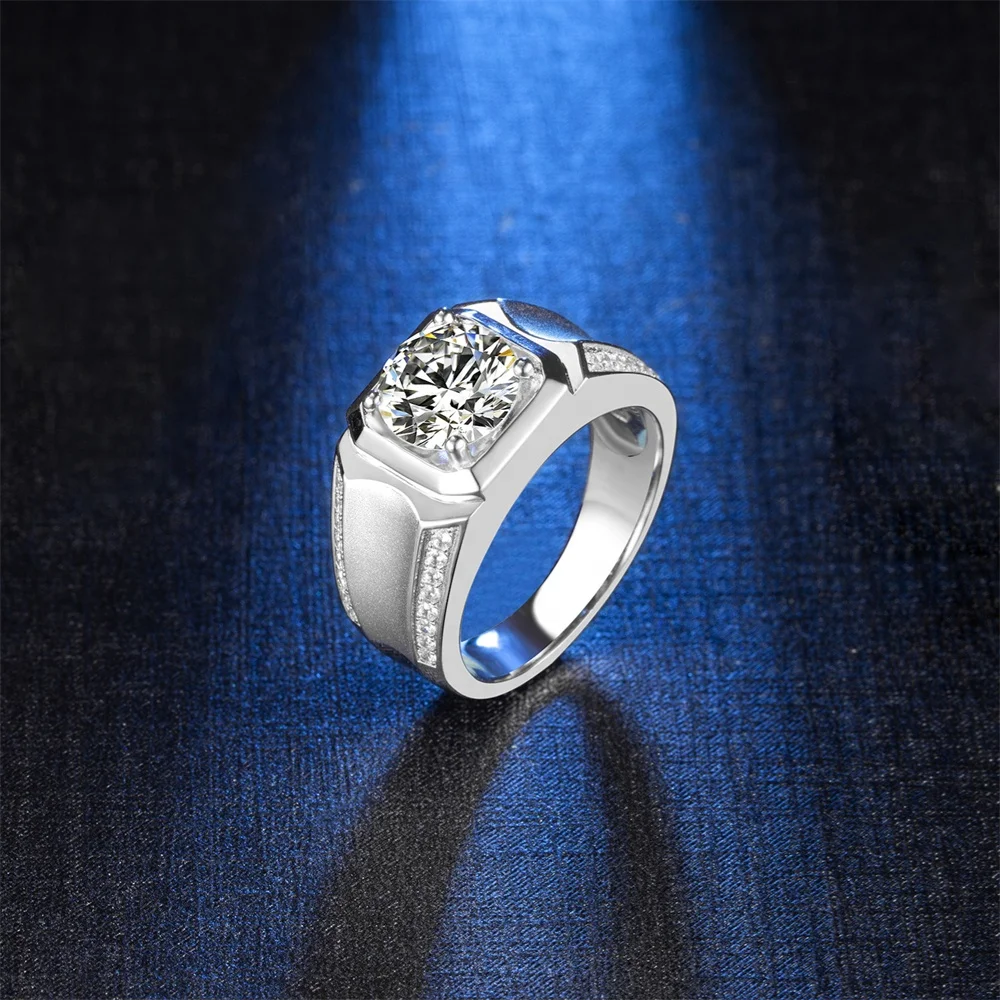 Popular luxury 2022 factory italian silver rings rings for men 925 silver moissanite ring wedding band