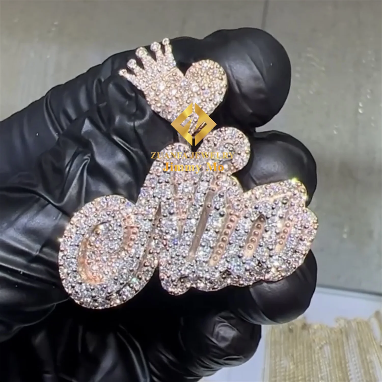 Private Custom Two Tone Color 925 Solid Silver Iced Out Hip Hop Pendant Jewelry VVS Moissanite  Letter CurvisePendant Necklace