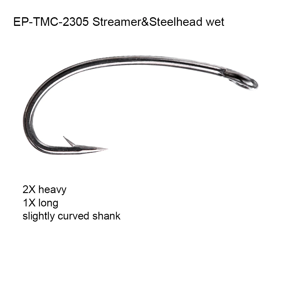 EP-TMC2305 Streamer Steel Head Wet Fly Tying Hooks Extra Strong For Fly Fishing Lure Flies (E10)