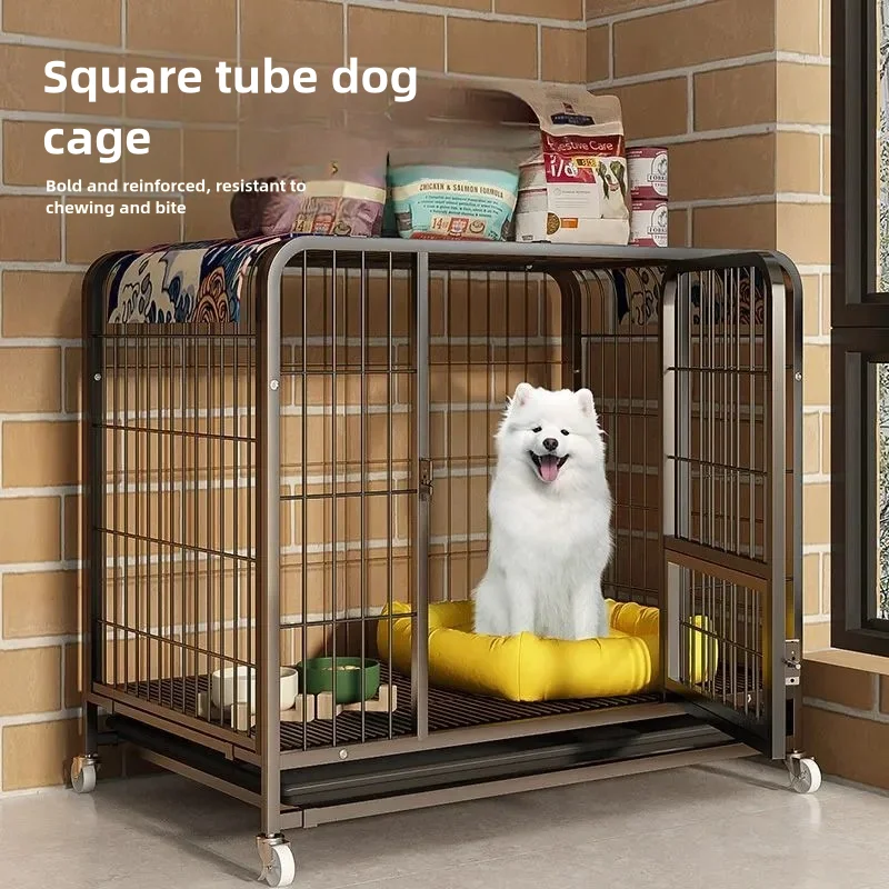metal dog kennel Large Medium-sized Indoor Separation Thickened Pet Cage Golden Haired Labrador Household Dog Cage with toilet