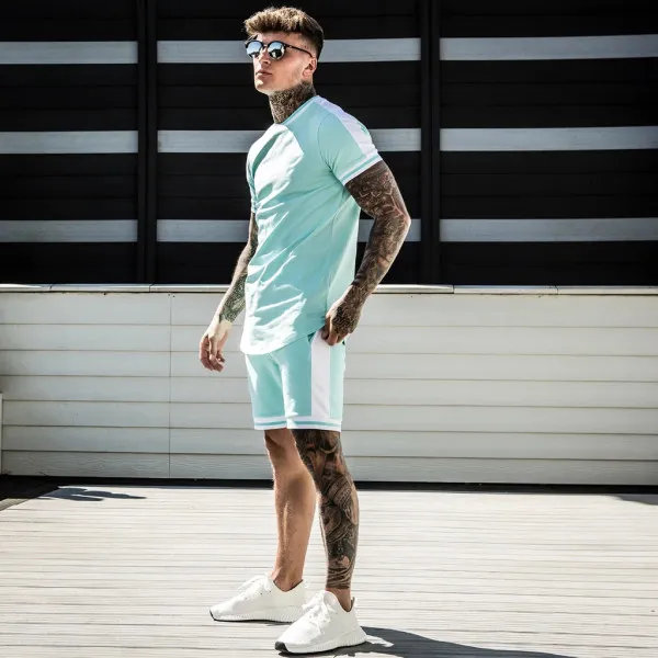 
tracksuit plus size short sleeves sweatshirts suits sweat pants two piece short mens shorts set 