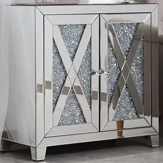 Modern  Decorative crush diamond  Mirrored Buffet Console Cabinet Sideboard