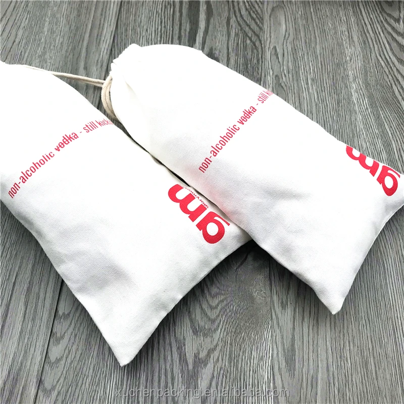 White Cotton Twill Drawstring Pouch Cotton Canvas Dust Pouch for Bottle Fashion Cotton Gift Packaging Pouch for Glasses