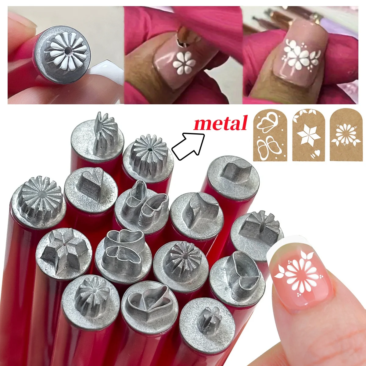 Custom Logo Nail Metal Stamp Pen Precision 6 Pcs Set High Quality Comfortable Grip For Nail Art DIY Tools