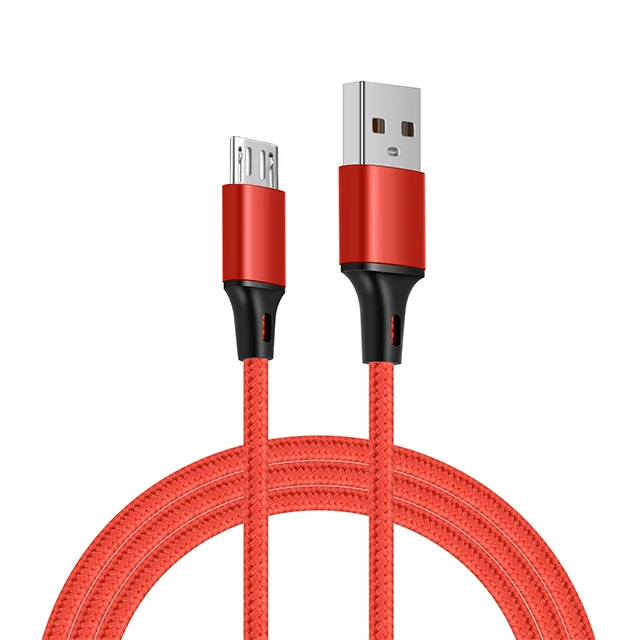 1M Nylon Braided Mobile Phone Charger Micro USB Cables for Android Smartphone