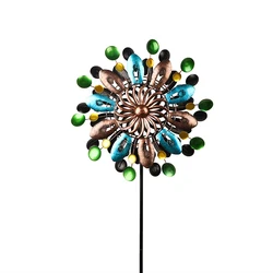 New Arrived wind spinners garden ornament Art Colorful Windmill Metal Garden Wind Spinner