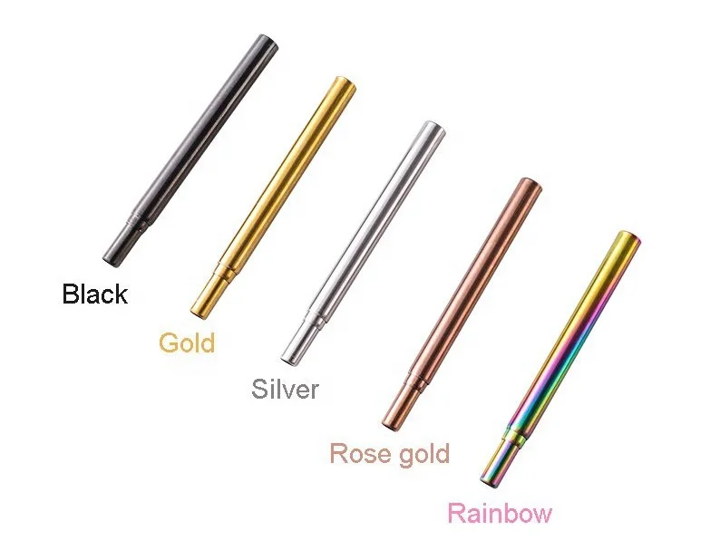 
Reusable Food grade retractable 304 stainless steel metal telescopic straw collapsible drinking straw set 