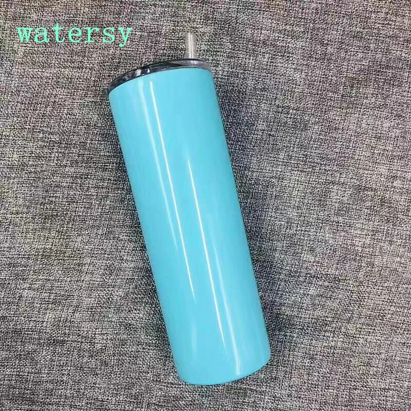 Watersy 2021 горячий продукт 20 унций Двойная настенная бутылка для воды прямая чашка стакан с трубочкой из нержавеющей стали логотип на