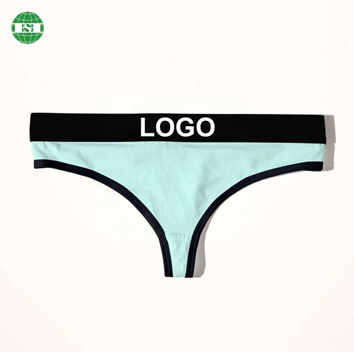Custom brand name lettering waistband cotton/spandex underwear thongs for women