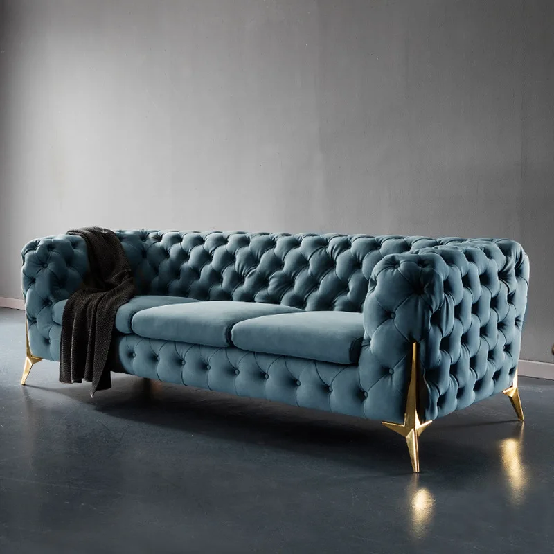 Modern and Simple Post-modern Light Luxury Leather Sofa Large Apartment Living Room Three-person Italian Pull