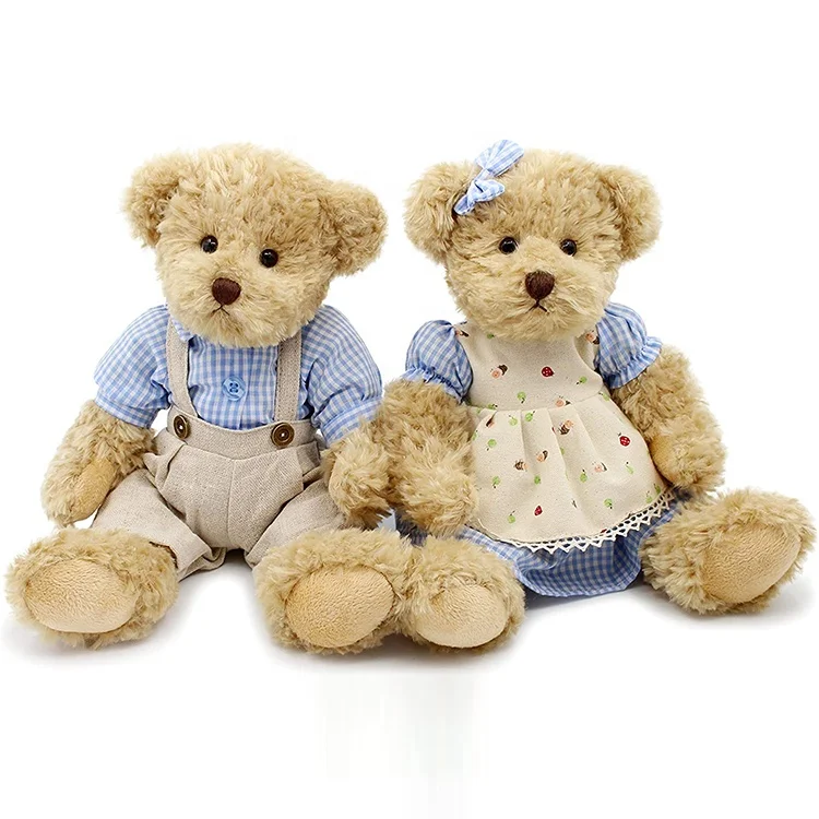 customized your design 10inch couple teddy bears kids toys plush bears with clothes
