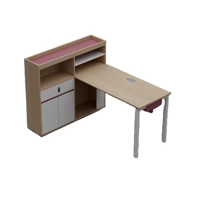 Two Person Desk with Partition Simple Modern Computer Home Office Table Office Furniture Work Position Staff Desk with Storage
