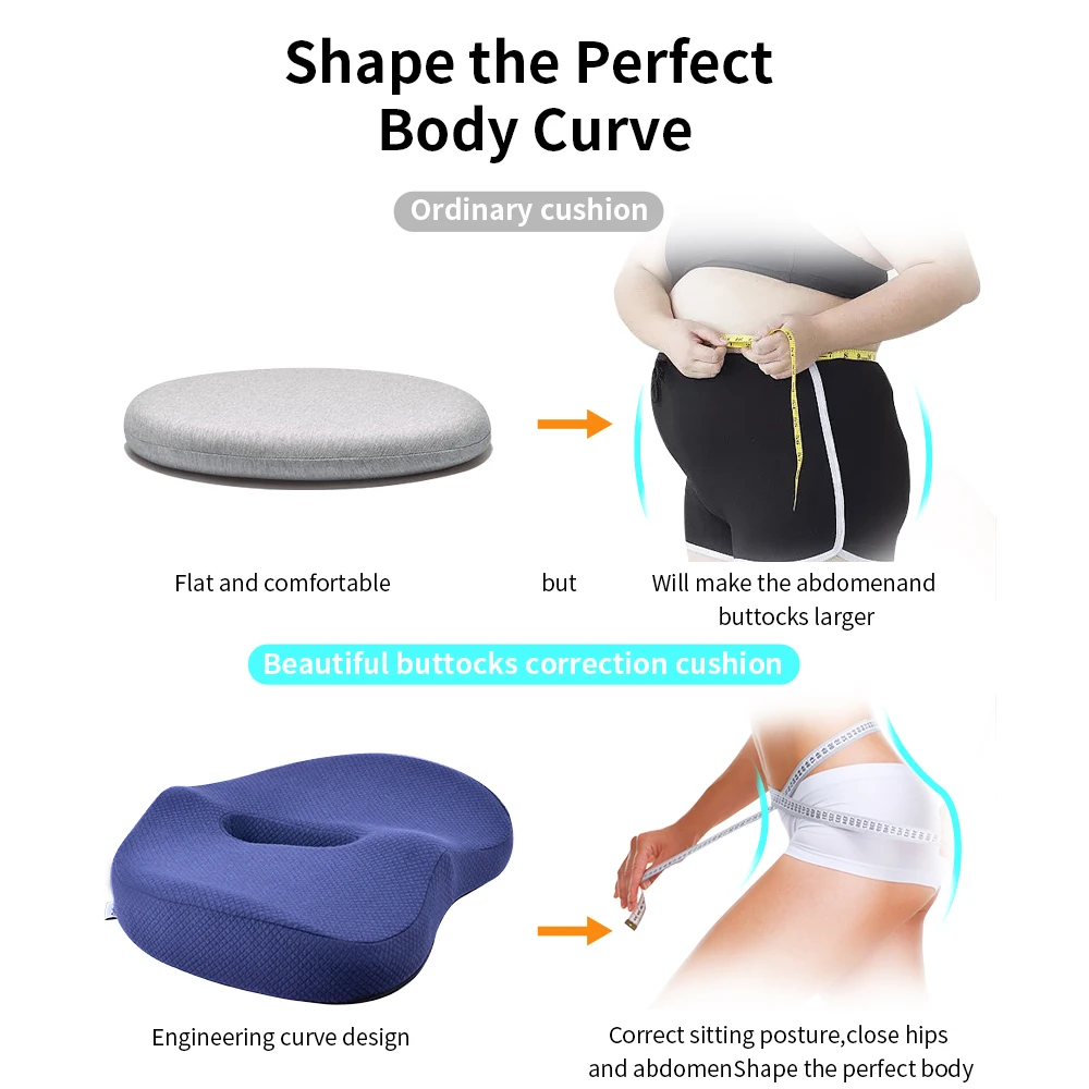 Beezin Hot Sales Hemorrhoid Memory Foam Seat Office Chairs Pain Relief Cushion Sciatica Coccyx Car Gel Seat Cushion Pillow