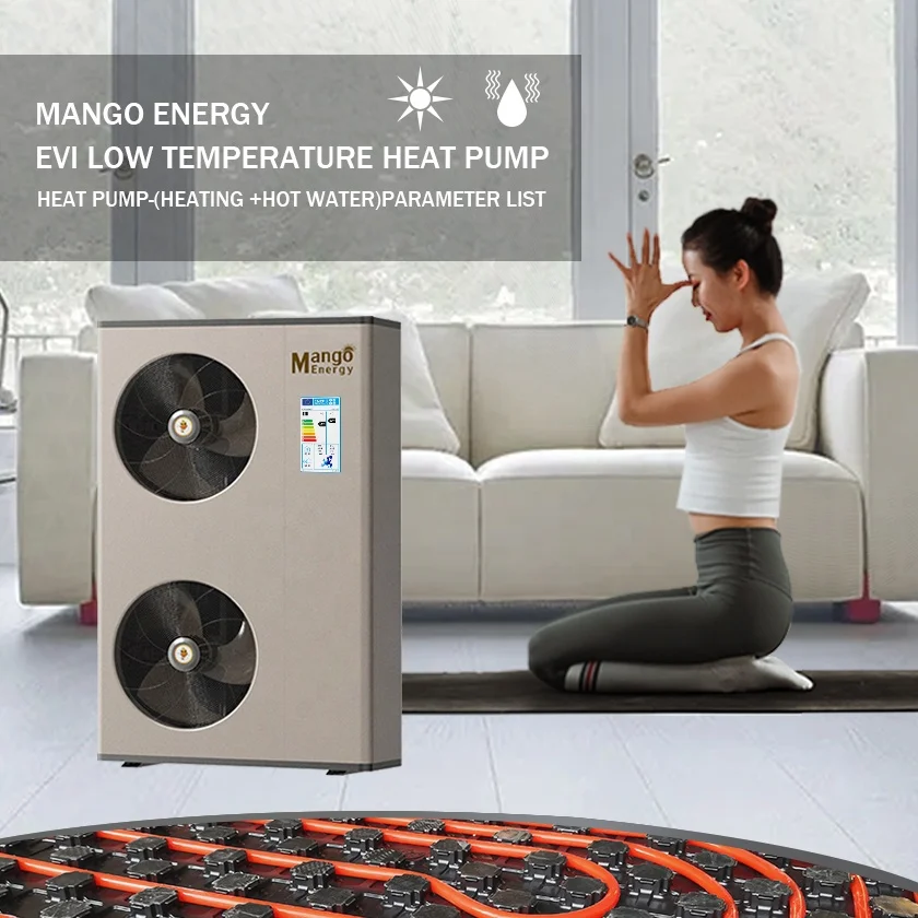 Air To Water R32 Heat Pump 16kw 18kw 20kw EVI DC Inverter Water Heater DHW Heat Cool