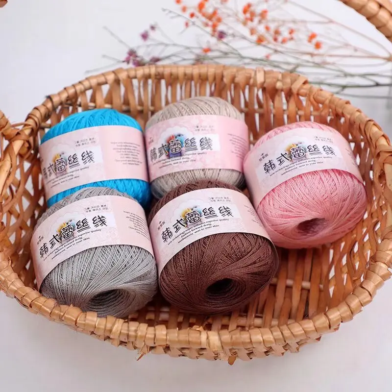 Wholesale Eco Long Colored Yarn Knitting Art Crochet Cotton Hand Knitting Lace Dyed Yarn