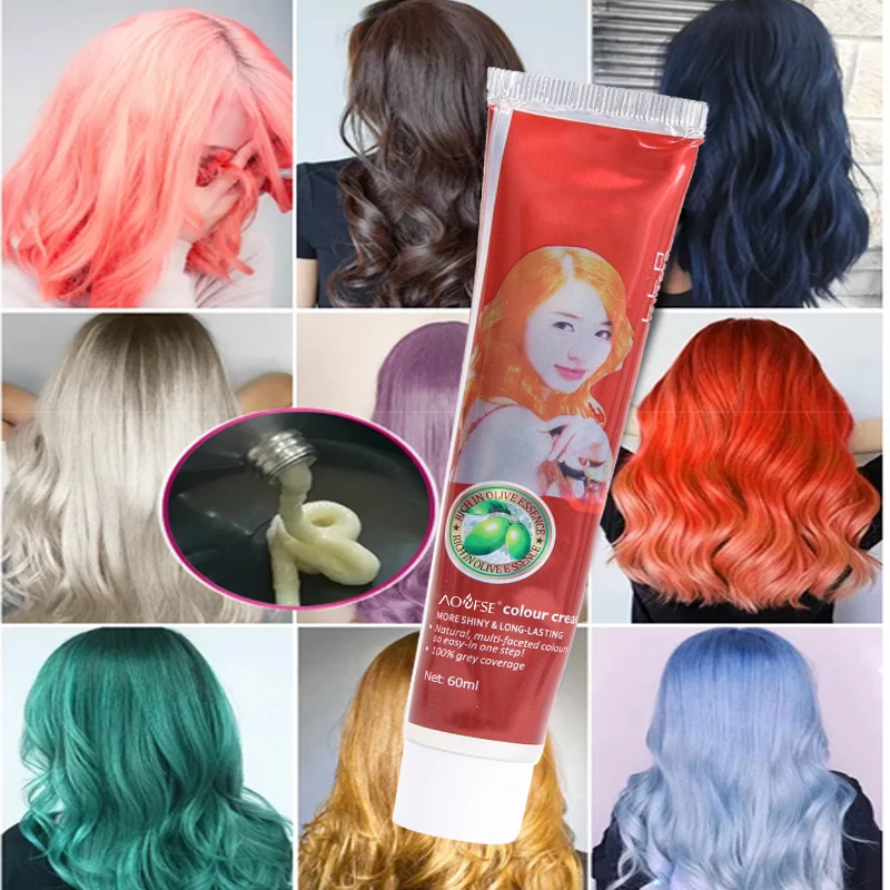 Factory Wholesale Ammonia-Free Non-Toxic Non Allergic Professional Black Hair Dye Organic Permanent 68 Colors Hair Color Cream