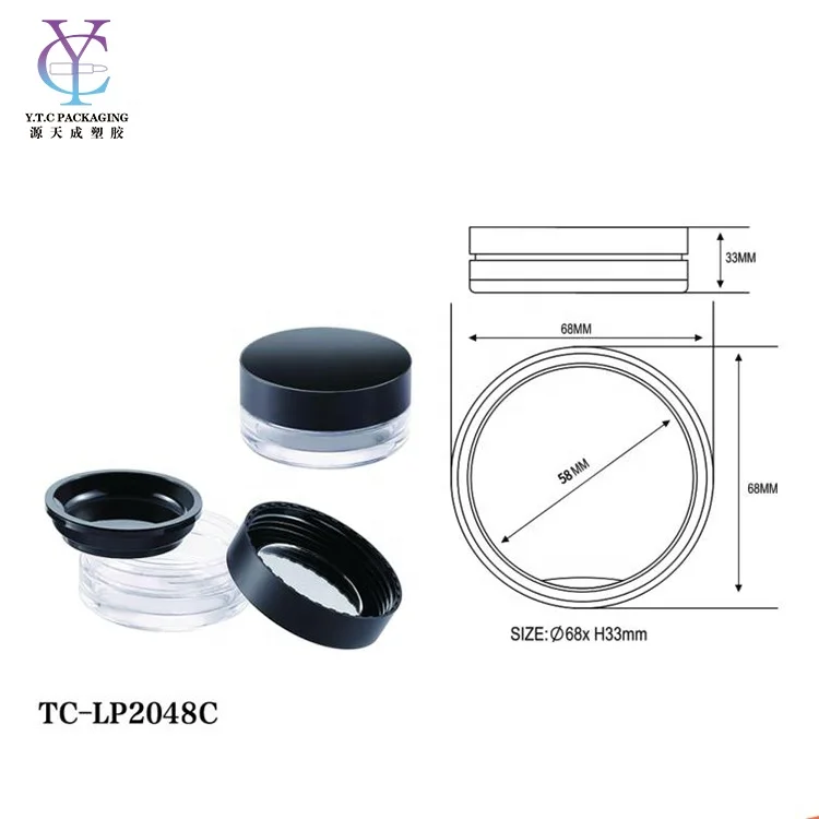 Custom Round Makeup Container Plastic Empty Loose Powder Jar With Sifter