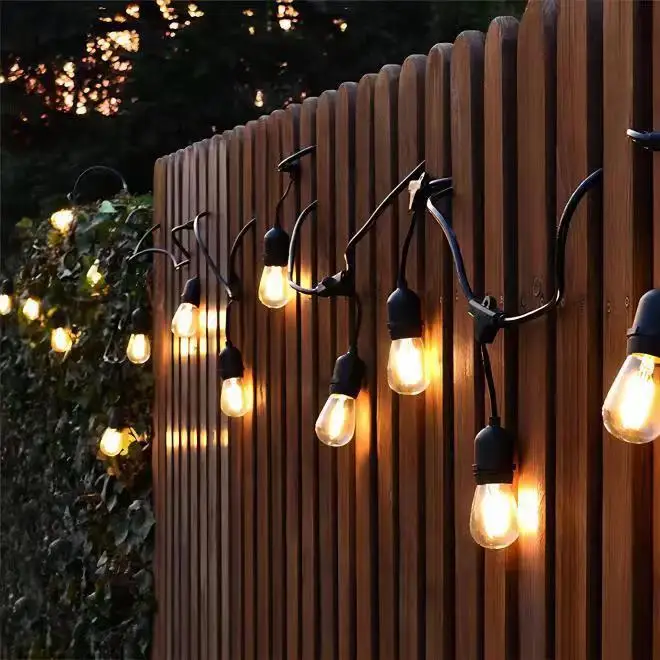 Popular Outdoor 24V S14 E26 E27 Socket LED Filament Bulb String Lights For Patio Christmas  Decorations