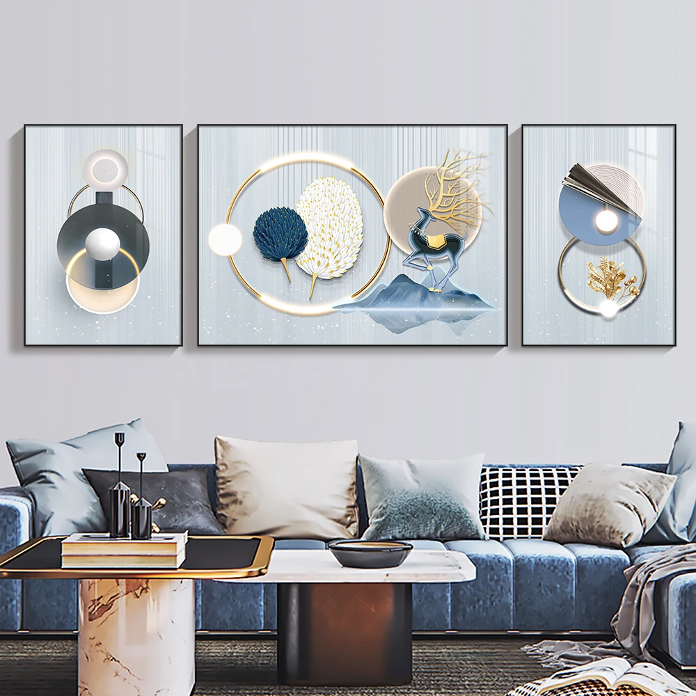 Modern Luxury Crystal Porcelain Decoration Painting HD Prints  Feather Canvas Painting Living Room Home Decoration Mural