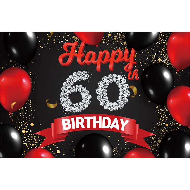 Happy Birthday Backdrop Banner Red&Black Birthday Sign Poster Photography Background