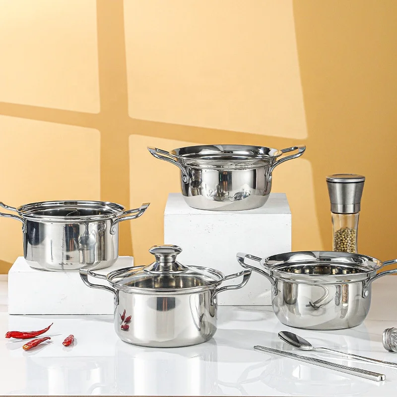 New Arrival multisize 304 Stainless Steel Soup Pot Reman Double-flavor Hot Pot With Glass Lid