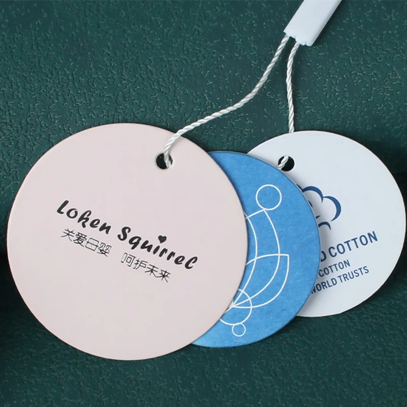 Custom Cheap Price Round Embossed Garment Label Tag Printed Logo Thank You Hang Tags On Clothes