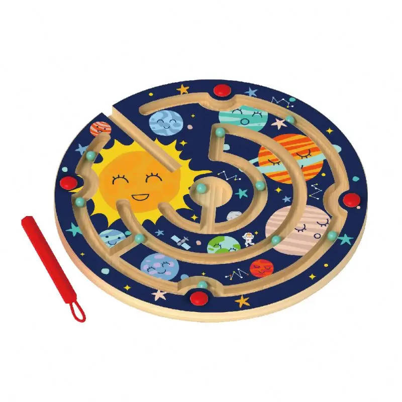 Solid Wood Peg Dolls People Educational Wooden Toys Space Labyrinth Wooden Doll Puppet Toy Set