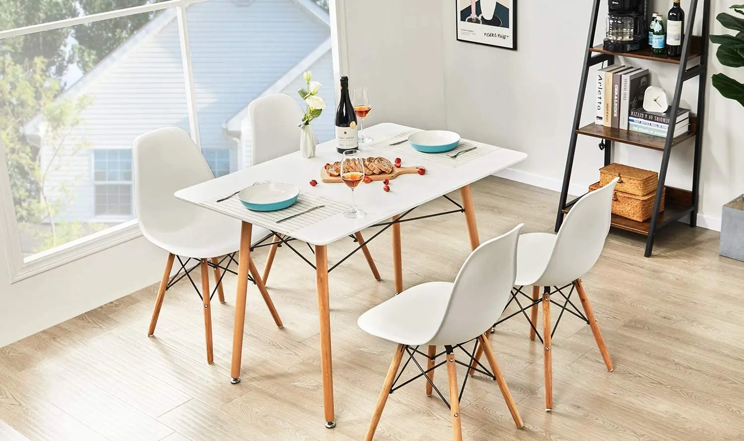 Simple Design Modern Home Furniture Plastic Chair Table Sets Wooden Kitchen Dining Table