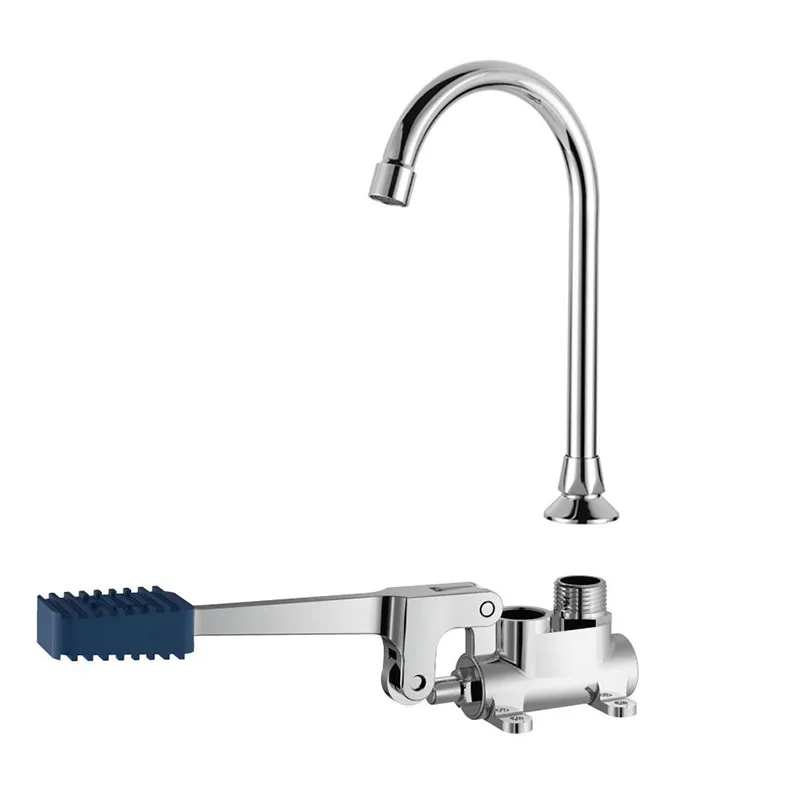 Automatic water mixing  Toilet Bathroom  Brass faucet valve Touchless Pedal flusher chromed finished