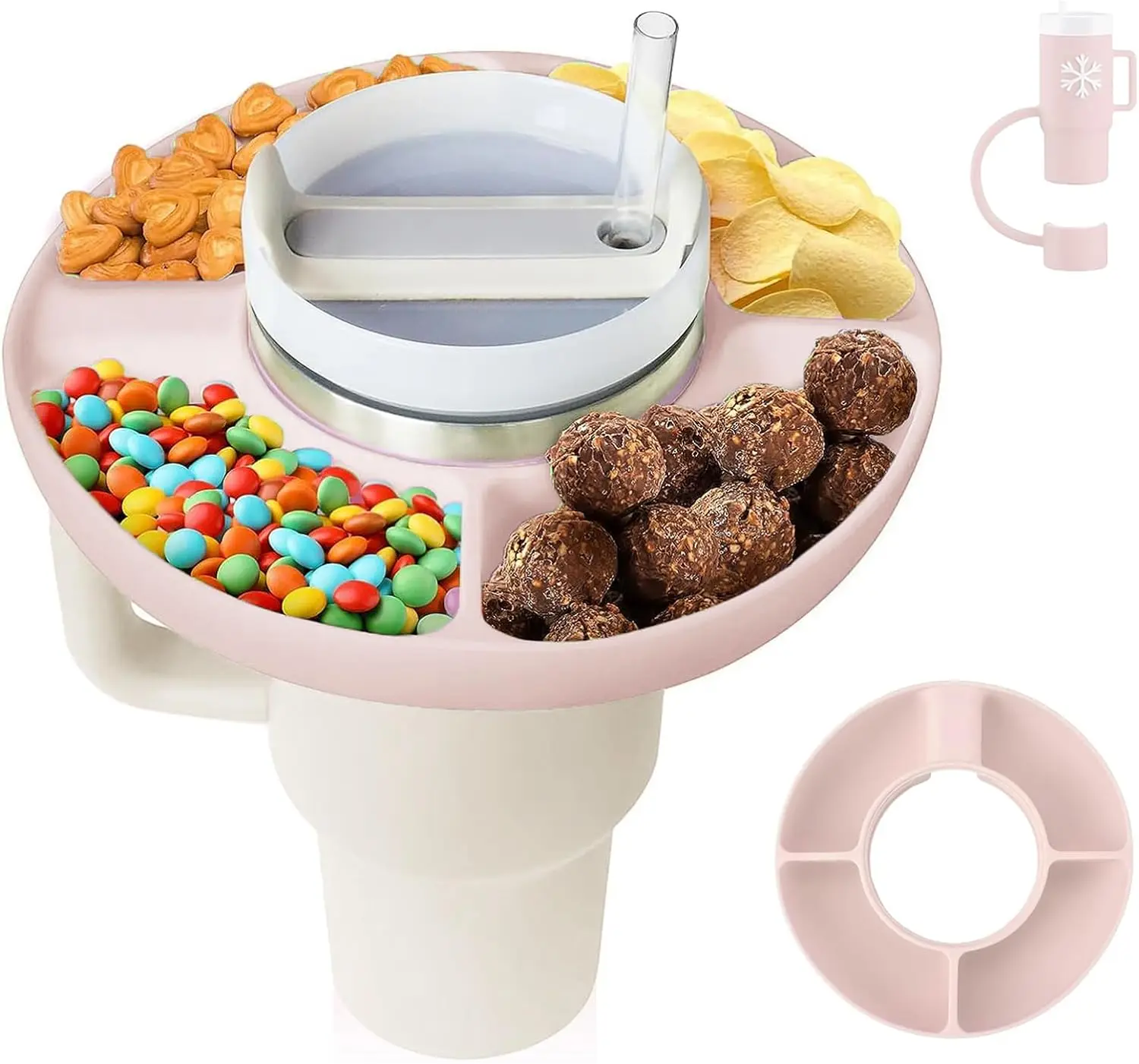 Snack Bowl for Stanley 40 oz Tumbler with Handle Silicone Reusable Snack Ring Snack Tray
