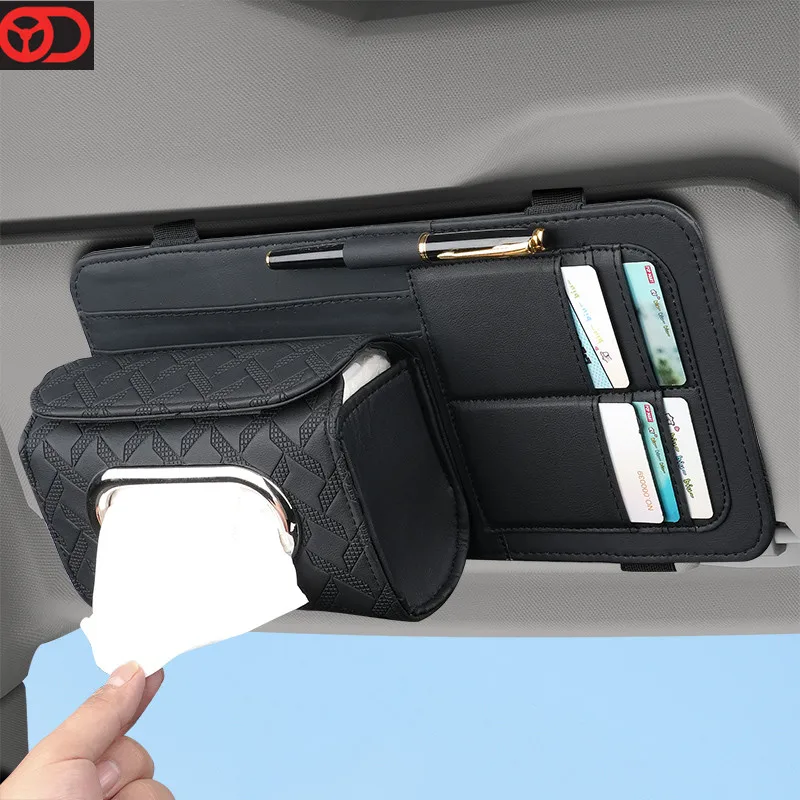 Car Sun Visor Clip And Interior Accessories Car Sun Visor Storage Pouch Holder With Multi-pocket Car Sun Visor Organizer