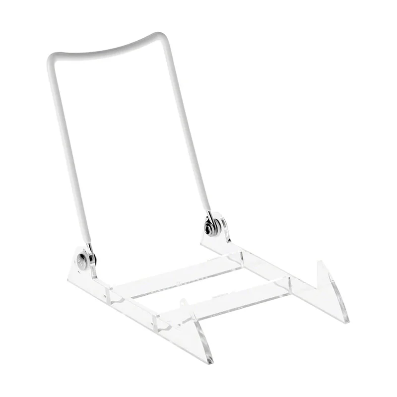 White and Clear 3PL Adjustable Wire and Acrylic Easel Display Stand for Plates Platters China