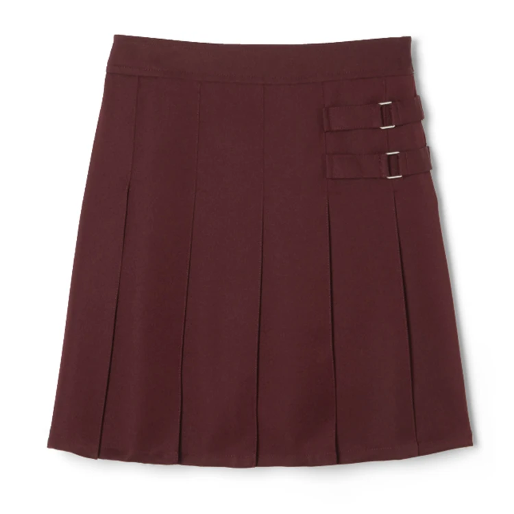 British Style Professional Girls Two-Tab Pleated Skirt School Uniforms Pleated Bright Buckle School Girls Black Skirt