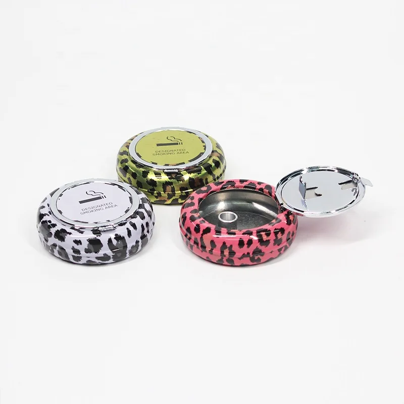 UKETA Custom logo Colorful Small Mini Tin Metal Design Pocket Cigarette Promotional Cheap Portable Ashtray