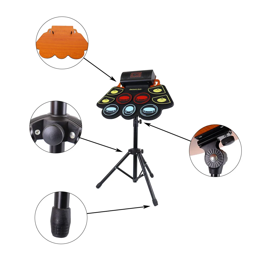 Costour Kids Drum Set 9-Piece for Beginners Drum Kit With Adjustable Stand Cymbal Pedal Tabletop Drum Set