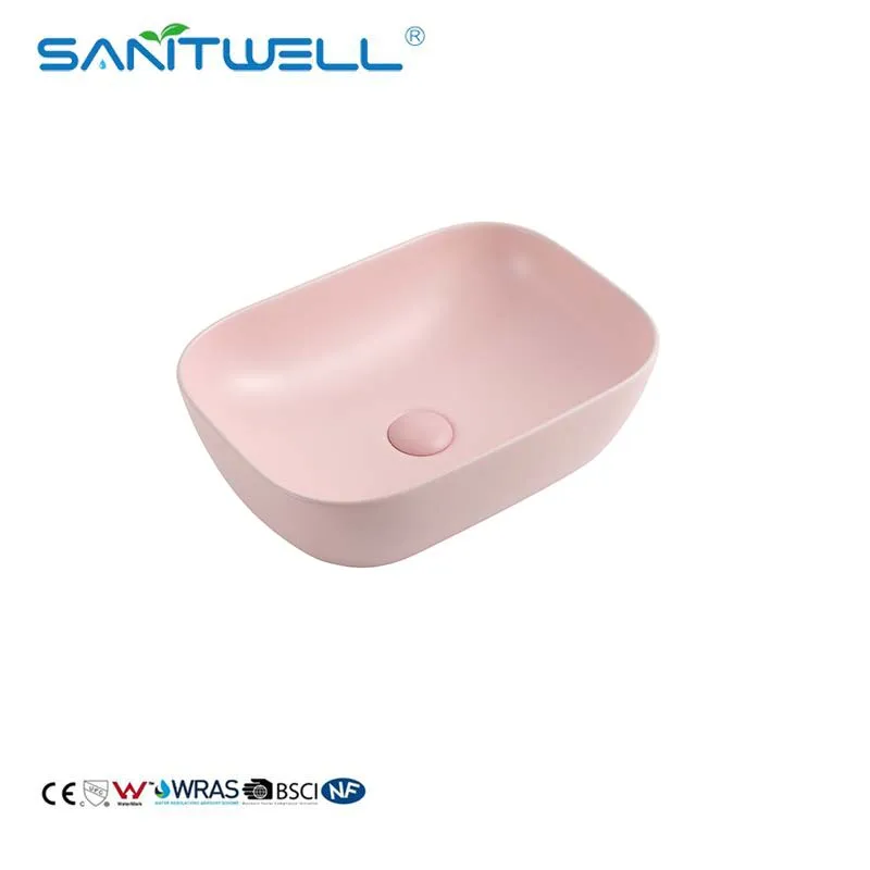 Matt Pink Porcelain Basin Counter Top Basin Bathroom Pink Washbasin