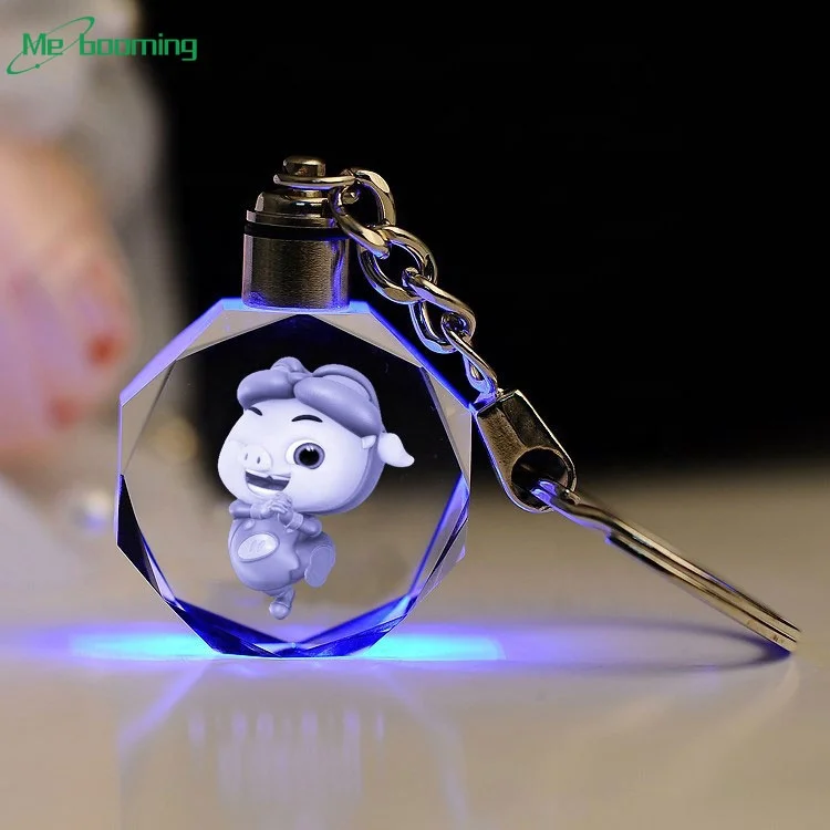 Customrized Fashion Colorful Car Logo Pattern  Crystal Rhinestone LED Light keychain  Key Holder Chain Keyring Jewelry